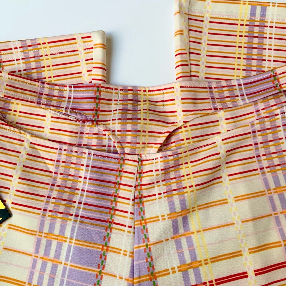 NWT Like an Angel Plaid Cut Out Back Colorful Y2K Style Flared Pants Women's XL - Picture 8 of 10